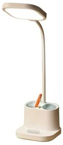 Stolná lampa Platinet 5 W, batéria + kalíšok + USB, biela