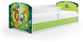 Detská posteľ 80 x 160 cm Lukan (biela + vzor jungle) (s roštom, matracom a úl. priestorom). Vlastná spoľahlivá doprava až k Vám domov. 1056446