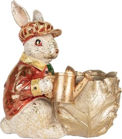 Dekorácia figúrka králik s kvetináčikom a kanvičkou - 28*18*30 cm