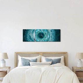 Obraz mora s loďkou (s hodinami) (90x30 cm)