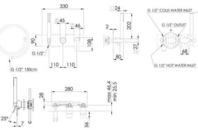 Biela podomietková sprchová batéria (2 výstupy) Pax – Sapho
