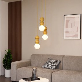 Retro závesné svietidlo horčicovo žlté s matným sklom 3-svetlo - Fedde