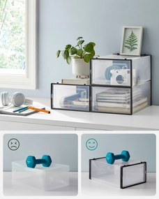 Úložný box Bill, sada 18ks, 23x14x33 cm, čierna