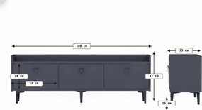 AKCIA TV stolík PIENA 160 cm, antracitový II. akosť