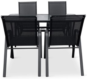 Záhradný jedálenský set Porto 140 cm + 4x kovová stolička Ramada