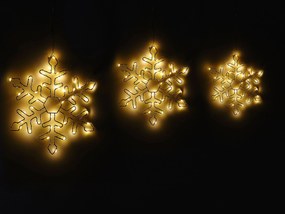 Sada 3 vonkajších závesných LED snehových vločiek 30/39/50 cm strieborná LOHELA Beliani