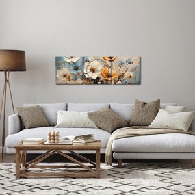 Obraz - Kytica, maľba (s hodinami) (90x30 cm)
