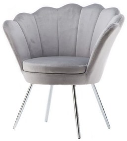 LuxuryForm DESIGN Kreslo FREY VELUR so striebornými nohami - svetlo šedé