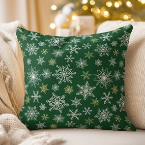 Biante Bavlnená obliečka na vankúš Sandra SA-703 Vianočné vločky na zelenom 60 x 60 cm