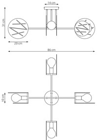 Luster na tyči FRICK 4xE27/15W/230V čierna