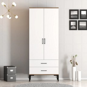 Šatníková skriňa Kiara T (orech + biela). Akcia -19%. Vlastná spoľahlivá doprava až k Vám domov. 1088333