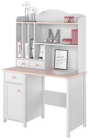 Písací stôl s nadstavcom LEGUAN - biely / ružový