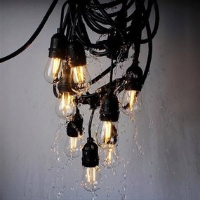 LED vonkajší dekoratívny svetelný reťazec 20xE27/1W/230V 20,94 m IP44 čierna