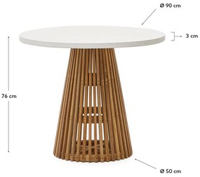Záhradný jedálenský stôl faluca ø 90 cm biely/prírodný MUZZA