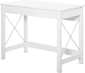 HOMCOM Moderný kancelársky stôl – Ľahká montáž, počítačový stôl pre kanceláriu, spálňu a štúdium 105x50x76 cm Biela | Aosom
