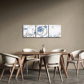 Obraz - Modré labute (s hodinami) (90x30 cm)