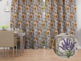 Biante Dekoračný záves PML-099 Levandule s motýlikmi a srdiečkami na béžovom 145x230 cm