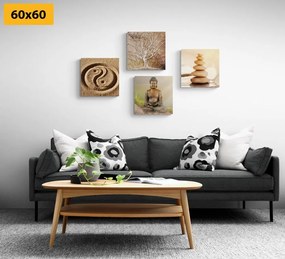 Set obrazov Feng Shui v béžových odtieňoch - 4x 60x60