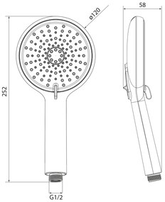 Sapho Sapho, Ručná masážná sprcha, 4 režimy, priemer 120mm, ABS/chróm, 1204-51