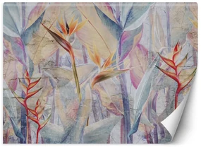 Gario Fototapeta Pastelové farebné listy na pozadí imitujúcom betón Materiál: Vliesová, Rozmery: 450 x 315 cm