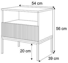 NOČNÝ STOLÍK ALESSIO DUB WOTAN / ČIERNY LED