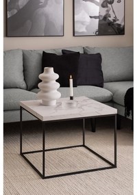 Biely konferenčný stolík s doskou v dekore mramoru 60x60 cm Barossa – Actona
