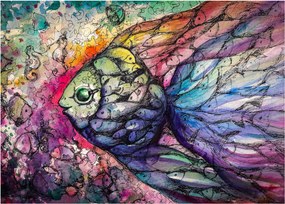 Sklenený obraz - Farebná rybička (70x50 cm)