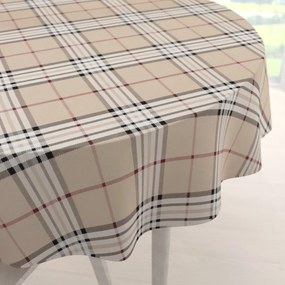 Biante Bavlnený okrúhly obrus Sandra SA-548 Čierno-červeno-biele káro na béžovom Ø 40 cm