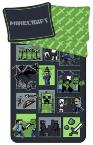 Bavlnené detské obliečky na jednolôžko 140x200 cm Minecraft Survival Mode - Jerry Fabrics