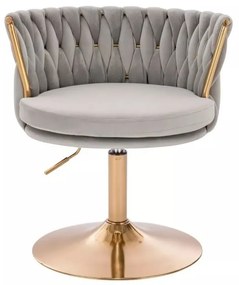 LuxuryForm DESIGN Stolička LYON VELUR na zlatom tanieri - svetlo šedá