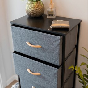 Komoda s látkovými zásuvkami PALMERA, čierna