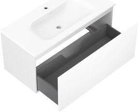 Mexen Orio, kúpeľňová skrinka 100 cm s umývadlom Vela, 1 zásuvka, biela matná, 91A10-10047-1-BF01-W23M01