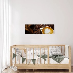 Obraz - Šálka kávy (s hodinami) (90x30 cm)
