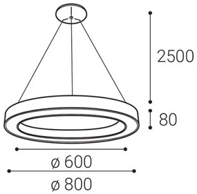 LED2 Závesné LED osvetlenie na lanku SATURN, 80W, 3000K/4000K, kruhové, čierne
