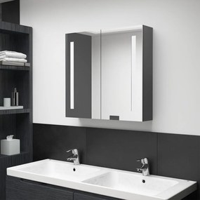 LED kúpeľňová zrkadlová skrinka sivá 62x14x60 cm 326520