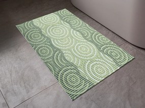 Kúpeľňová penová rohož / predložka PRO-044 Zelené kruhy a vlnky - metráž šírka 65 cm