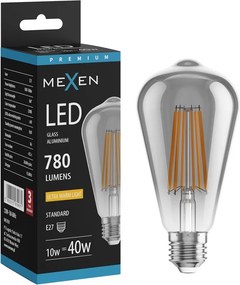 Mexen Vintis, LED filamentová žiarovka E27, ST64, 10 W, teplá biela 2200K, dymová, L152-E27-1022-70