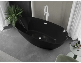 Mexen Eris, voľne stojaca vaňa 170 x 80 cm, čierna,  biely prepad, 53441708070-20