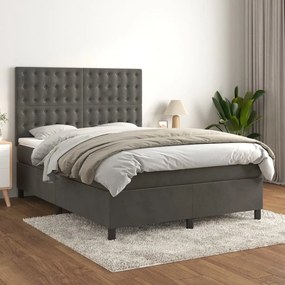 Posteľný rám boxspring s matracom tmavosivý 140x200 cm zamat 3143266