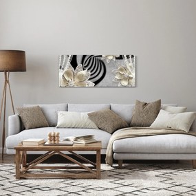 Obraz - 3D zlaté kvety (120x50 cm)