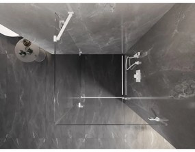 Mexen Lunar-B, pravostranný výklopný sprchový kút 100 x 100 cm, 8mm číre sklo, biely profil, 832-100-100-20-00-P