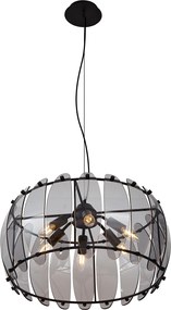 Inteligentné závesné svietidlo čierne s dymovým sklom okrúhle 6-svetiel vrátane WiFi C35 - Mochan