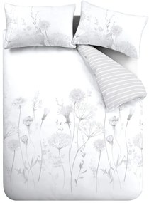 Bielo-sivé obliečky Catherine Lansfield Meadowsweet Floral, 135 x 200 cm
