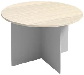 Rokovací stôl s guľatou doskou PRIMO GRAY, priemer 1200 mm, sivá/breza