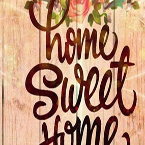 Ozdobný paraván Nápis Home Sweet Home - 145x170 cm, štvordielny, obojstranný paraván 360°