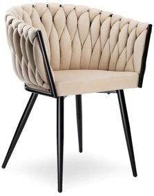 Jedálenská stolička COFTON zamatová, čierna / béžová