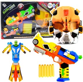 LEAN Toys Penová pištoľ Robot 2v1 s maskou a 6 šípkami