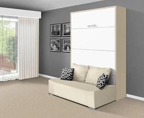 Nabytekmorava Sklápacia posteľ s pohovkou VS 21058P 200x160 farba pohovky: Krémová, Typ farebného prevedenia: Agát / dvere biele