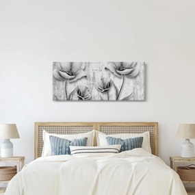 Obraz - Čiernobiele kvety na pozadí (120x50 cm)