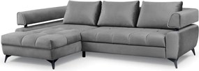 Rohová sedacia súprava Paris, stredne šedá látka, ľavý roh